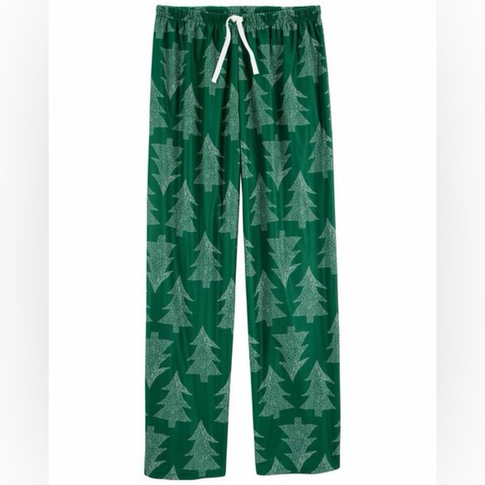 Carter's Adult L Green Christmas Tree Print Fleece Pajama Pants Xmas PJ Bottoms